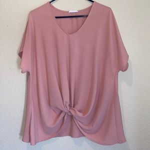 Chic Soul Pink top with twisted knot detail on bottom.